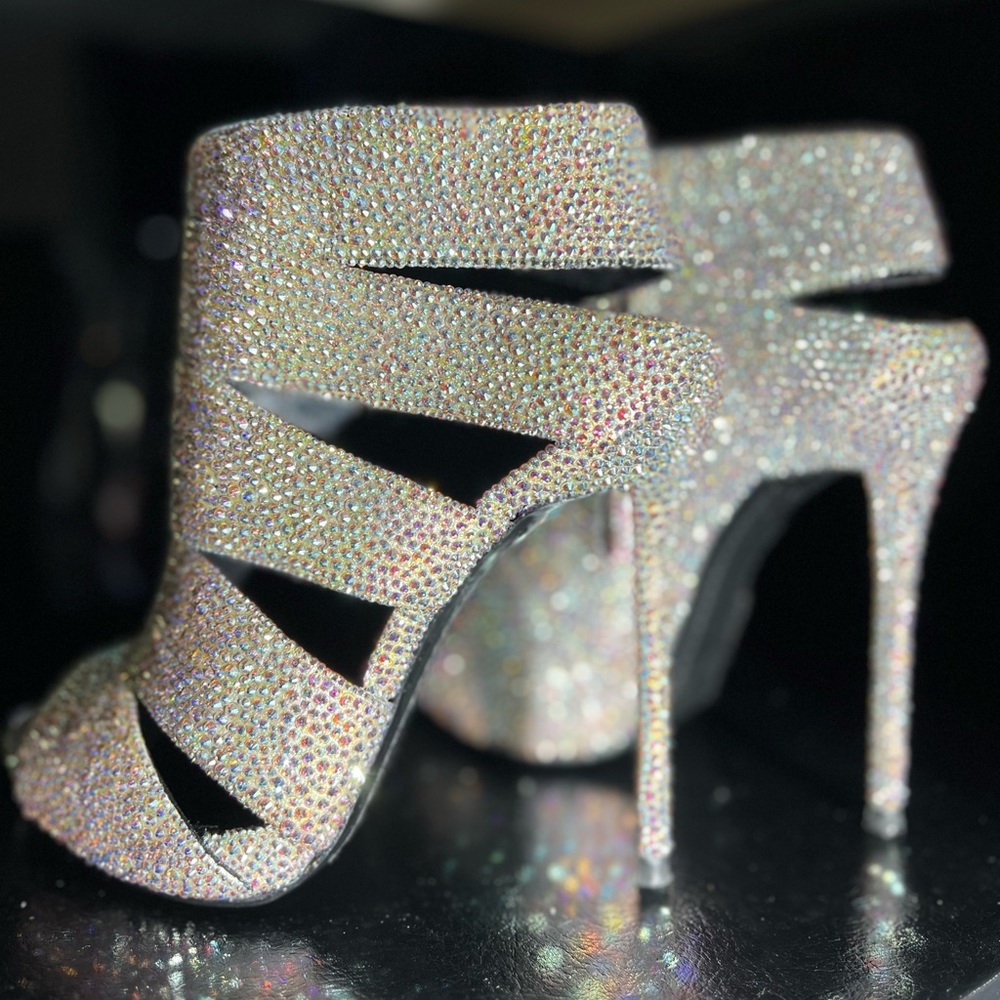 Giuseppe Zanotti Silver Swarovski Strass Crystal Shoes Booties 36.5 Gorgeous! - Picture 9 of 12